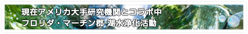 現在アメリカ大手研究機関とコラボ中　フロリダ・マーチン郡 湖水浄化活動